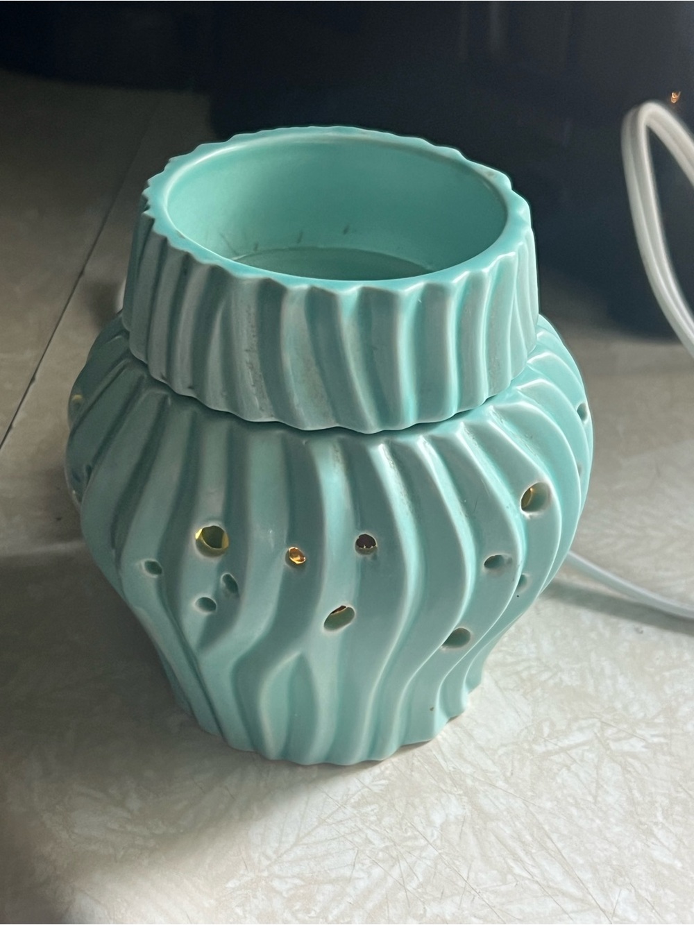PartyLite Turquoise Ceramic Wax Warmer Base